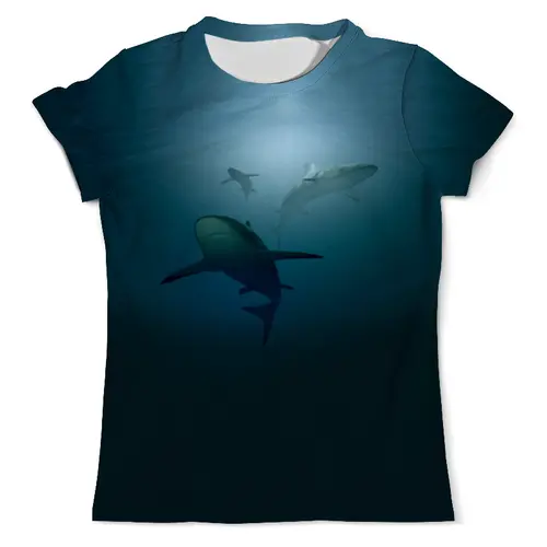 Заказать мужскую футболку в Москве. Футболка с полной запечаткой (мужская) Акула от weeert - готовые дизайны и нанесение принтов.