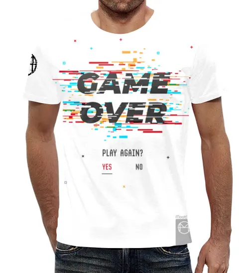 Заказать мужскую футболку в Москве. Футболка с полной запечаткой (мужская) MoatDib "Game Over" от MoatDib  - готовые дизайны и нанесение принтов.