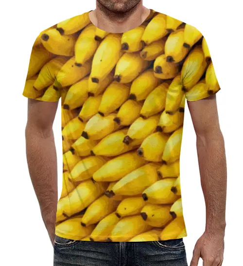 Заказать мужскую футболку в Москве. Футболка с полной запечаткой (мужская) Бананы 3D от Newprints - готовые дизайны и нанесение принтов.