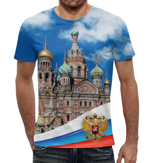 Заказать мужскую футболку в Москве. Футболка с полной запечаткой (мужская) Санкт-Петербург от Curipopik - готовые дизайны и нанесение принтов.