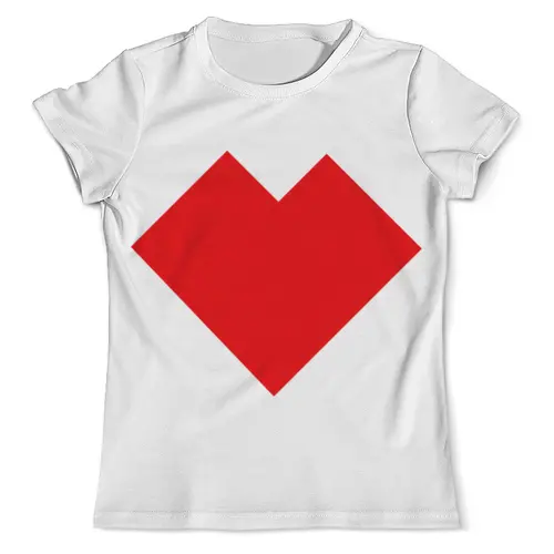 Заказать мужскую футболку в Москве. Футболка с полной запечаткой (мужская) Красное сердце танграм от namormai@mail.ru - готовые дизайны и нанесение принтов.