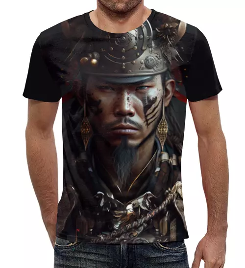 Заказать мужскую футболку в Москве. Футболка с полной запечаткой (мужская) Азиатский воин от DED  KASTET - готовые дизайны и нанесение принтов.