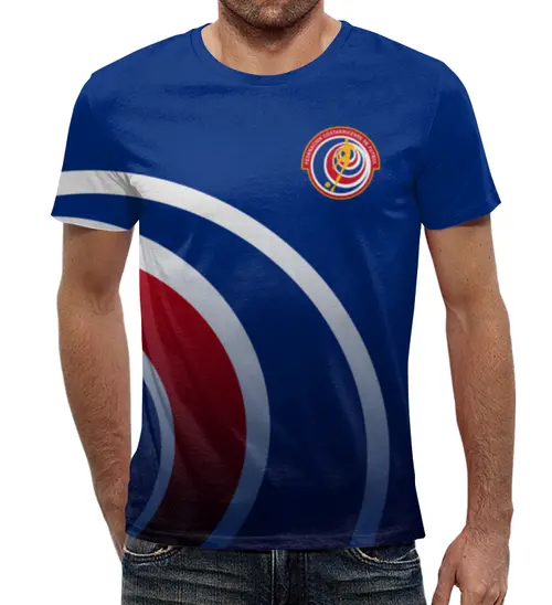 Заказать мужскую футболку в Москве. Футболка с полной запечаткой (мужская) Сборная Коста-Рики от geekbox - готовые дизайны и нанесение принтов.