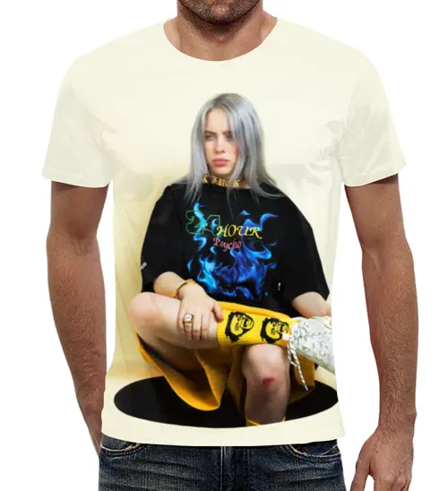 Заказать мужскую футболку в Москве. Футболка с полной запечаткой (мужская) Billie Eilish от geekbox - готовые дизайны и нанесение принтов.