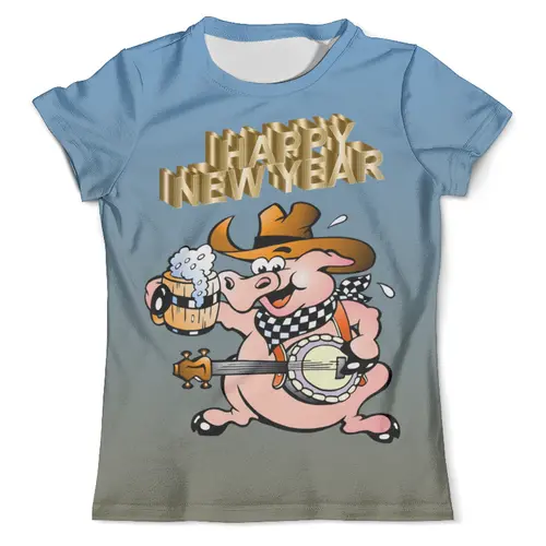 Заказать мужскую футболку в Москве. Футболка с полной запечаткой (мужская) HAPPY NEW YEAR от T-shirt print  - готовые дизайны и нанесение принтов.