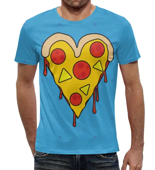 Заказать мужскую футболку в Москве. Футболка с полной запечаткой (мужская) Пицца от solntse - готовые дизайны и нанесение принтов.