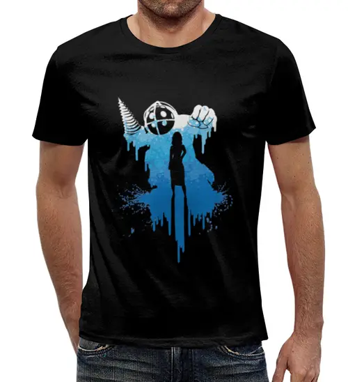 Заказать мужскую футболку в Москве. Футболка с полной запечаткой (мужская) Bioshock от galaxy secret - готовые дизайны и нанесение принтов.
