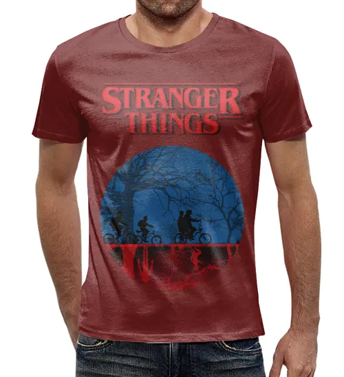 Заказать мужскую футболку в Москве. Футболка с полной запечаткой (мужская) Stranger Things      от T-shirt print  - готовые дизайны и нанесение принтов.