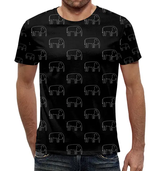 Заказать мужскую футболку в Москве. Футболка с полной запечаткой (мужская) Белый слон от Vadim Koval - готовые дизайны и нанесение принтов.