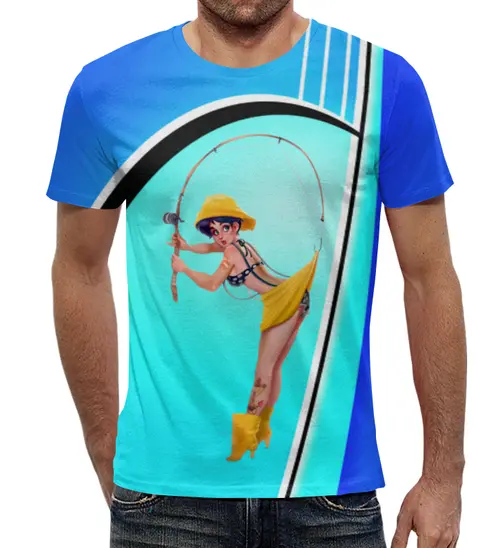 Заказать мужскую футболку в Москве. Футболка с полной запечаткой (мужская) Рыбалка с любимой от balden - готовые дизайны и нанесение принтов.