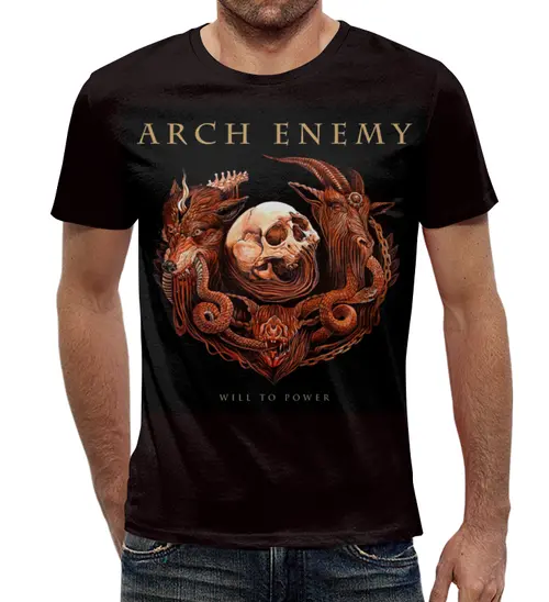 Заказать мужскую футболку в Москве. Футболка с полной запечаткой (мужская) Arch Enemy от Leichenwagen - готовые дизайны и нанесение принтов.
