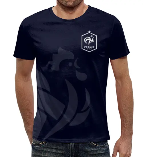 Заказать мужскую футболку в Москве. Футболка с полной запечаткой (мужская) Сборная Франции от geekbox - готовые дизайны и нанесение принтов.