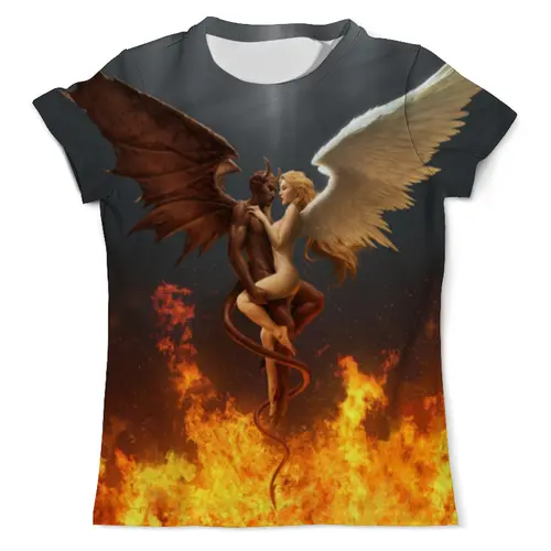 Заказать мужскую футболку в Москве. Футболка с полной запечаткой (мужская) Демон и ангел  от ПРИНТЫ ПЕЧАТЬ  - готовые дизайны и нанесение принтов.