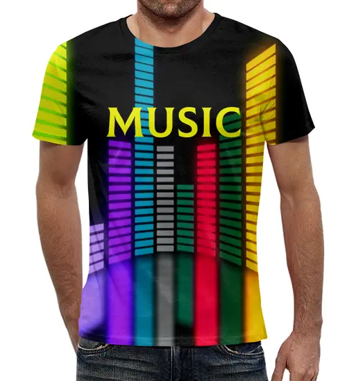 Заказать мужскую футболку в Москве. Футболка с полной запечаткой (мужская) Music от THE_NISE  - готовые дизайны и нанесение принтов.
