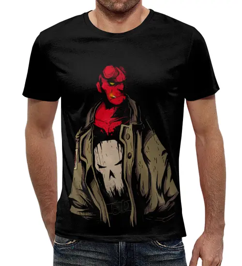 Заказать мужскую футболку в Москве. Футболка с полной запечаткой (мужская) Hellboy от scoopysmith - готовые дизайны и нанесение принтов.