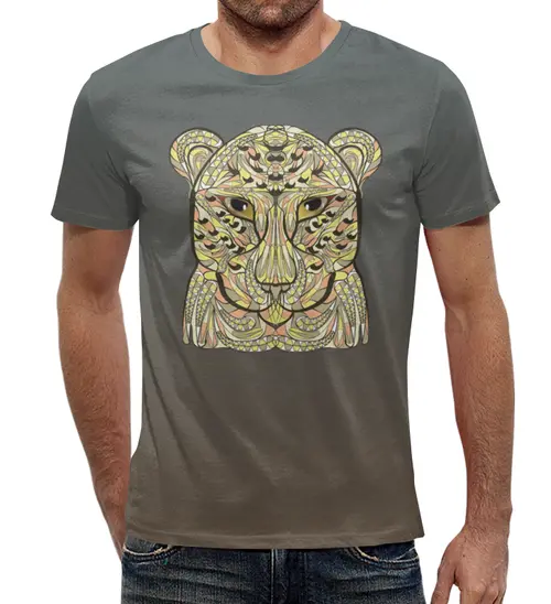 Заказать мужскую футболку в Москве. Футболка с полной запечаткой (мужская) Ethnic leopard от T-shirt print  - готовые дизайны и нанесение принтов.