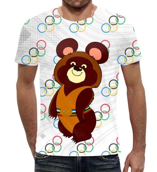 Заказать мужскую футболку в Москве. Футболка с полной запечаткой (мужская) Olympic Bear Misha 1980 от balden - готовые дизайны и нанесение принтов.