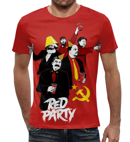 Заказать мужскую футболку в Москве. Футболка с полной запечаткой (мужская) Red Party от Leichenwagen - готовые дизайны и нанесение принтов.