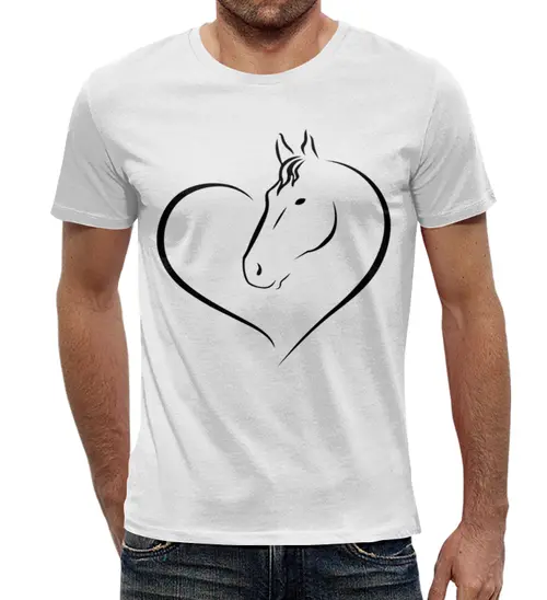 Заказать мужскую футболку в Москве. Футболка с полной запечаткой (мужская) Милая лошадь от Zamula - готовые дизайны и нанесение принтов.