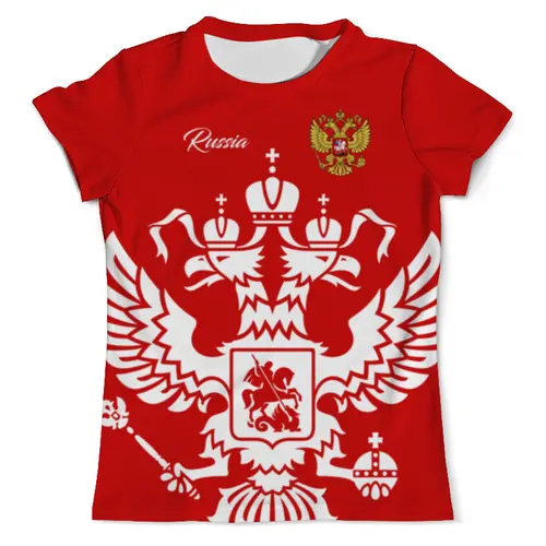 Заказать мужскую футболку в Москве. Футболка с полной запечаткой (мужская) Россия от geekbox - готовые дизайны и нанесение принтов.