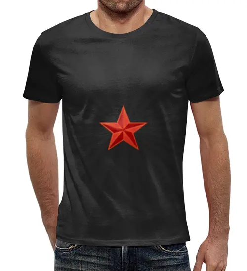 Заказать мужскую футболку в Москве. Футболка с полной запечаткой (мужская) Красная звезда от Виктор Гришин - готовые дизайны и нанесение принтов.