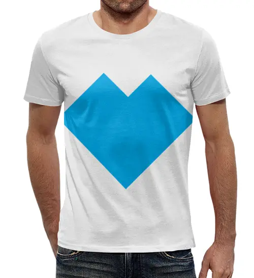 Заказать мужскую футболку в Москве. Футболка с полной запечаткой (мужская) Голубое сердце танграм от namormai@mail.ru - готовые дизайны и нанесение принтов.