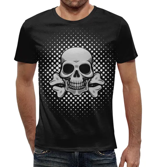 Заказать мужскую футболку в Москве. Футболка с полной запечаткой (мужская) Череп (2) от T-shirt print  - готовые дизайны и нанесение принтов.