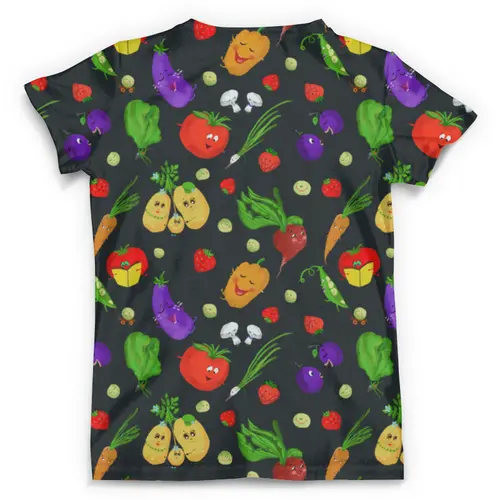 Заказать мужскую футболку в Москве. Футболка с полной запечаткой (мужская) Веселые овощи и фрукты от Таша  - готовые дизайны и нанесение принтов.