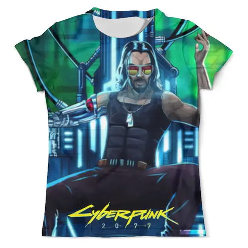 Заказать мужскую футболку в Москве. Футболка с полной запечаткой (мужская) Cyberpunk 2077    от T-shirt print  - готовые дизайны и нанесение принтов.