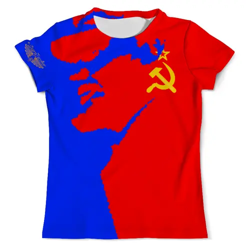 Заказать мужскую футболку в Москве. Футболка с полной запечаткой (мужская) флаг РСФСР, Ленин от ГПМНпR'n'R - готовые дизайны и нанесение принтов.