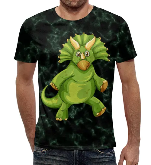 Заказать мужскую футболку в Москве. Футболка с полной запечаткой (мужская) Динозавр от trugift - готовые дизайны и нанесение принтов.