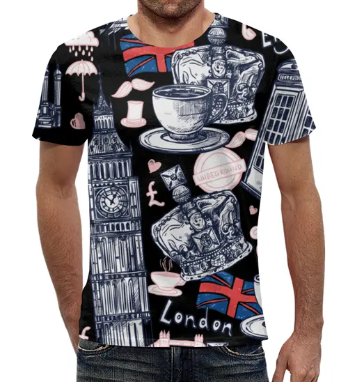 Заказать мужскую футболку в Москве. Футболка с полной запечаткой (мужская) Лондон от nadegda - готовые дизайны и нанесение принтов.