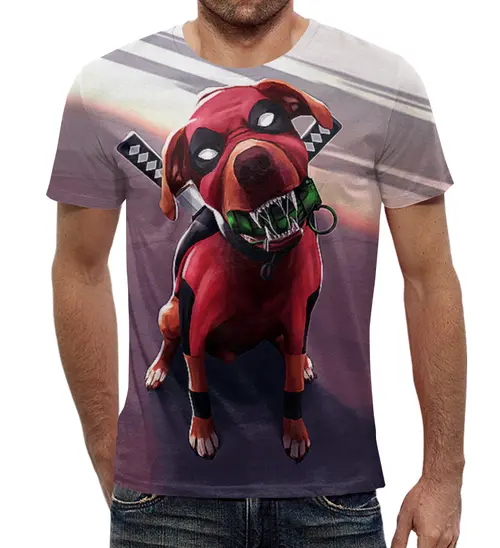 Заказать мужскую футболку в Москве. Футболка с полной запечаткой (мужская) Dogpool (2) от T-shirt print  - готовые дизайны и нанесение принтов.