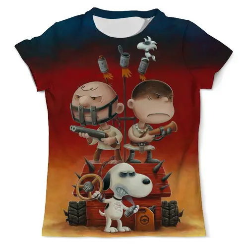 Заказать мужскую футболку в Москве. Футболка с полной запечаткой (мужская) Peanuts x Mad Max от balden - готовые дизайны и нанесение принтов.