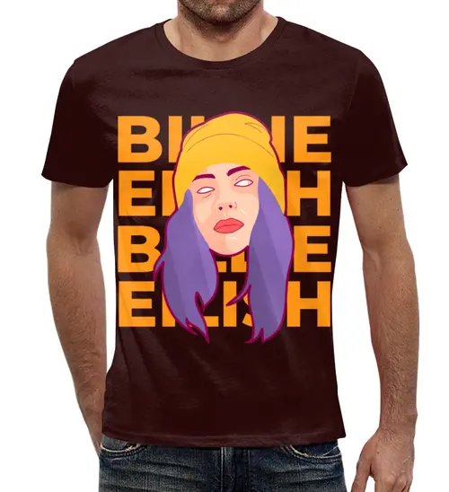 Заказать мужскую футболку в Москве. Футболка с полной запечаткой (мужская) Billie Eilish( Билли Айлиш)    от T-shirt print  - готовые дизайны и нанесение принтов.