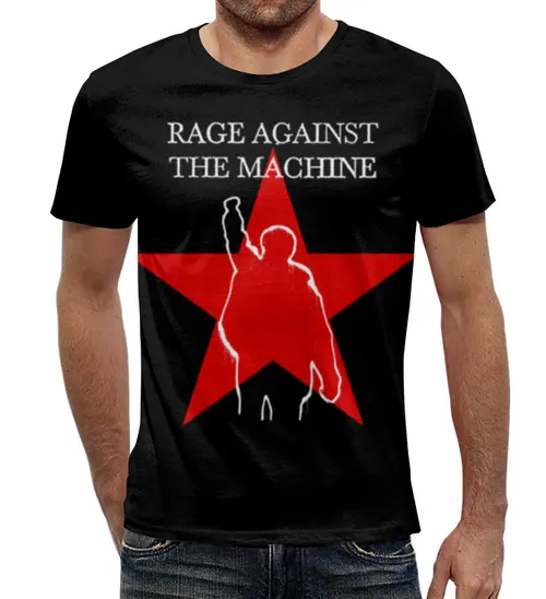 Заказать мужскую футболку в Москве. Футболка с полной запечаткой (мужская) Rage Against the Machine от geekbox - готовые дизайны и нанесение принтов.