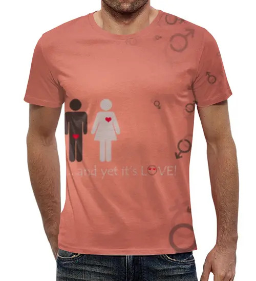 Заказать мужскую футболку в Москве. Футболка с полной запечаткой (мужская) любовь от niggalay90 - готовые дизайны и нанесение принтов.