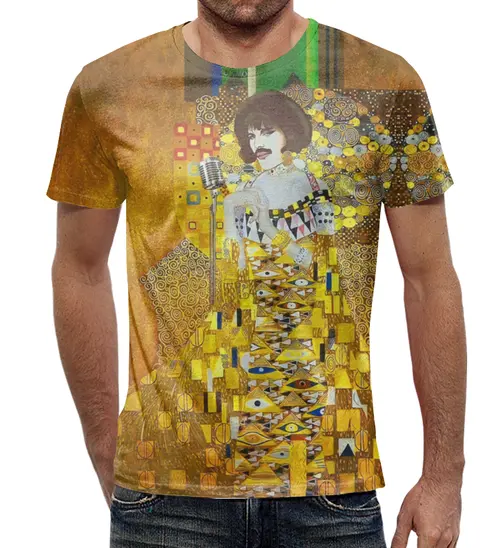 Заказать мужскую футболку в Москве. Футболка с полной запечаткой (мужская) Freddie Mercury (Gustav Klimt) от balden - готовые дизайны и нанесение принтов.