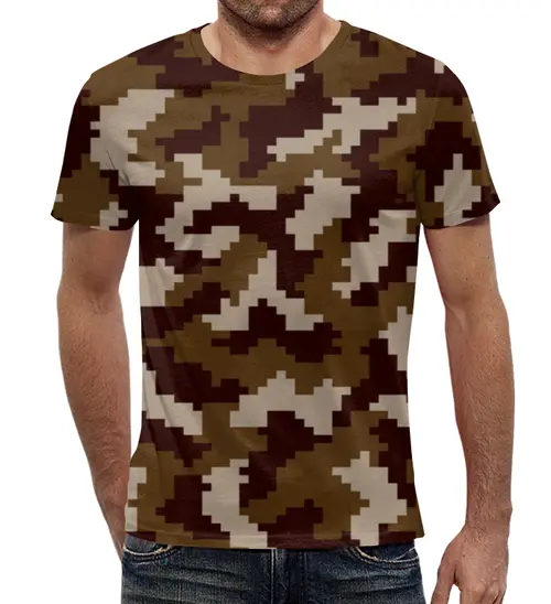 Заказать мужскую футболку в Москве. Футболка с полной запечаткой (мужская) Brown Pixel от THE_NISE  - готовые дизайны и нанесение принтов.