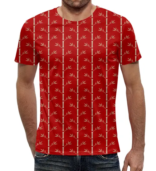 Заказать мужскую футболку в Москве. Футболка с полной запечаткой (мужская) Листочки от THE_NISE  - готовые дизайны и нанесение принтов.