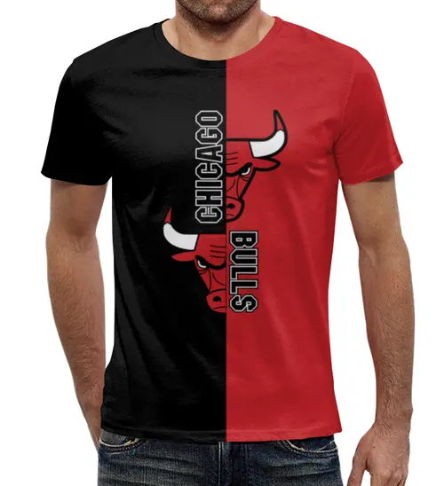 Заказать мужскую футболку в Москве. Футболка с полной запечаткой (мужская) Чикаго Буллз от Nos  - готовые дизайны и нанесение принтов.