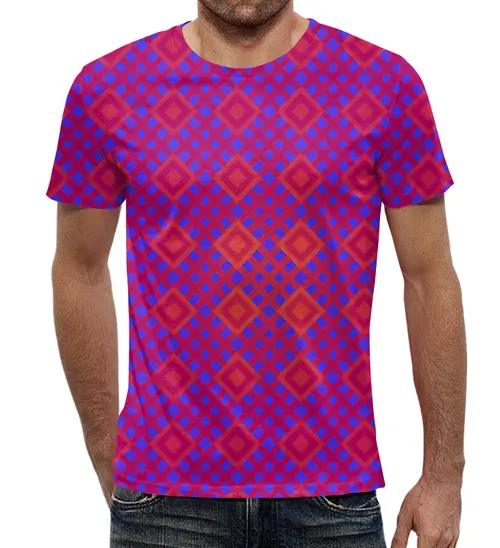 Заказать мужскую футболку в Москве. Футболка с полной запечаткой (мужская) Розовая клетка от THE_NISE  - готовые дизайны и нанесение принтов.