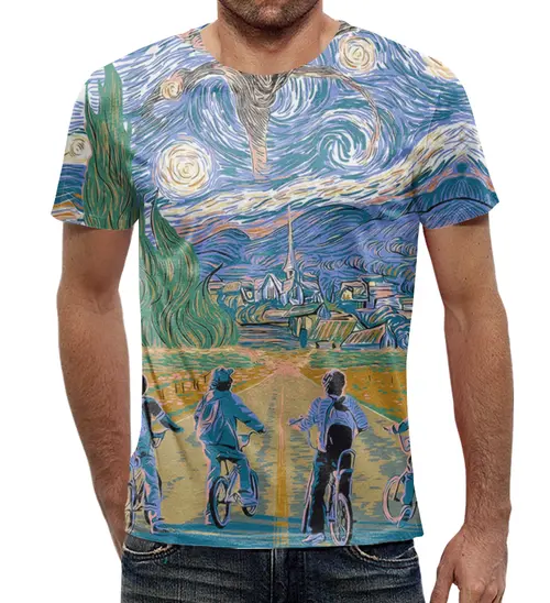 Заказать мужскую футболку в Москве. Футболка с полной запечаткой (мужская) Stranger Things  от T-shirt print  - готовые дизайны и нанесение принтов.