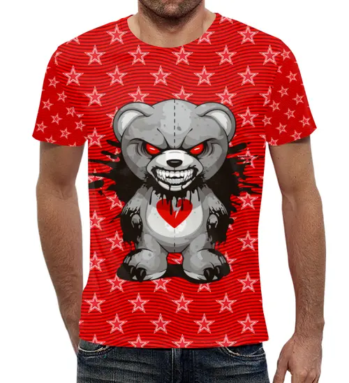 Заказать мужскую футболку в Москве. Футболка с полной запечаткой (мужская) Тедди зомбяшка   от T-shirt print  - готовые дизайны и нанесение принтов.