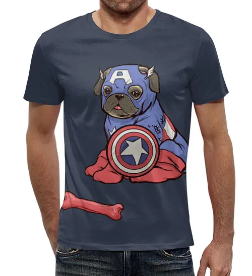 Заказать мужскую футболку в Москве. Футболка с полной запечаткой (мужская) Captain America  (1) от ПРИНТЫ ПЕЧАТЬ  - готовые дизайны и нанесение принтов.