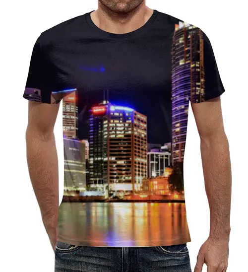 Заказать мужскую футболку в Москве. Футболка с полной запечаткой (мужская) Город от speccy - готовые дизайны и нанесение принтов.