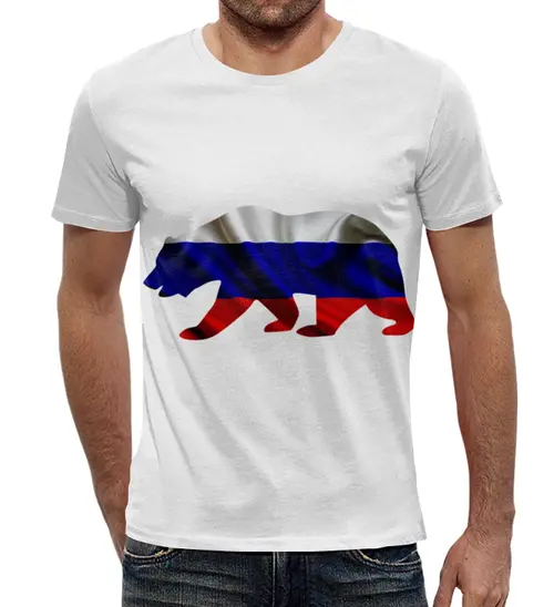 Заказать мужскую футболку в Москве. Футболка с полной запечаткой (мужская) Русский Медведь от FireFoxa - готовые дизайны и нанесение принтов.