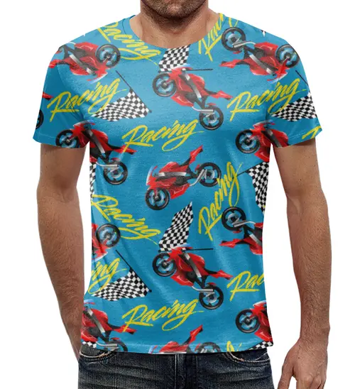 Заказать мужскую футболку в Москве. Футболка с полной запечаткой (мужская) Motocross  от T-shirt print  - готовые дизайны и нанесение принтов.