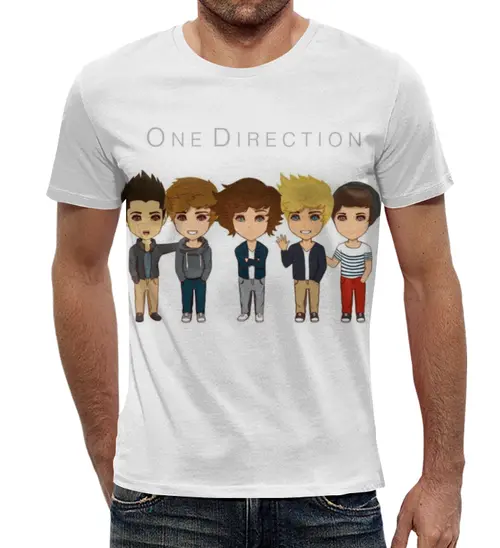 Заказать мужскую футболку в Москве. Футболка с полной запечаткой (мужская) One Direction от cherdantcev - готовые дизайны и нанесение принтов.