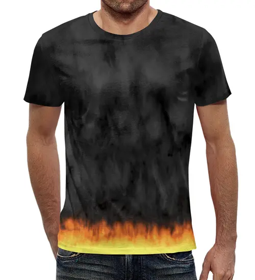 Заказать мужскую футболку в Москве. Футболка с полной запечаткой (мужская) Пламя и дым от bd-art  - готовые дизайны и нанесение принтов.